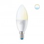 Bec LED inteligent WiZ Connected Whites C37, Wi-Fi, E14, 4.9W (40W), 470 lm, lumina alba (2700-6500K), compatibil Google Assista