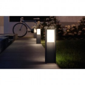 Stalp LED pentru exterior Philips Hue Turaco, 9W (60W), 806 lm, lumina calda (2700K), dimabila, IP44, 402x121mm, Antracit