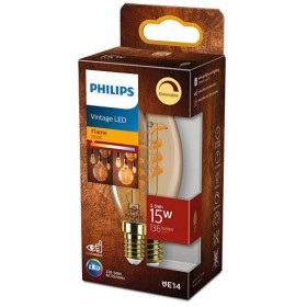 Bec LED vintage (decorativ) Philips Classic Gold Candle B35, EyeComfort, E14, 2.5W (15W), 136 lm, lumina calda (1800K), dimabil,