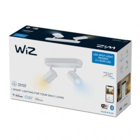 Spot LED RGB WiZ Imageo, Wi-Fi, Bluetooth, 2x4.9W, 690 lm, lumina alba si color (2700-6500K), IP20, Metal, Alb