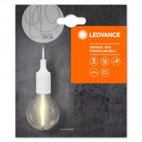 Pendul Ledvance Vintage 1906 Bell Alb, E27, max. 15W LED, Metal, IP20, Ø92mm, cablu 1m, bec neinclus