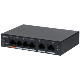 Dahua desktop switch, 6 porturi Gigabit, 4 porturi POE, CS4006-4GT-60, Port 1-4: 4 × RJ-45 10/100/1000 Mbps (POE),  Port 5-6: 2 