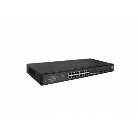 LevelOne GES-2118P Hilbert 18-Port Gigabit PoE Smart Lite Switch, 16 PoE Outputs, 2 x Gigabit SFP, 802.3at/af PoE, 230W PoE Powe