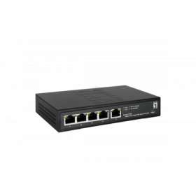 LevelOne GES-2105P Hilbert 5-Port Gigabit PoE Smart Lite Switch, 802.3at/af PoE,  4 PoE Outputs, 60W PoE Power Budget , 160 x 95