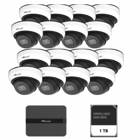Kit supraveghere video Milesight 16 camere Dome MS-C2973-PD + 1 NVR  MS- N5016-PE