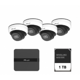 Kit supraveghere video Milesight 4 buc camera Dome MS-C2973-PD + 1 buc NVR MS-N1004-UPC
