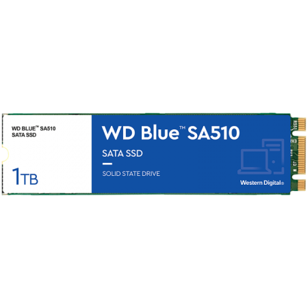 SSD WD Blue SA510 1TB SATA, M.2 2280, Read/Write: 560/520 MBps, IOPS 90K/82K, TBW: 400