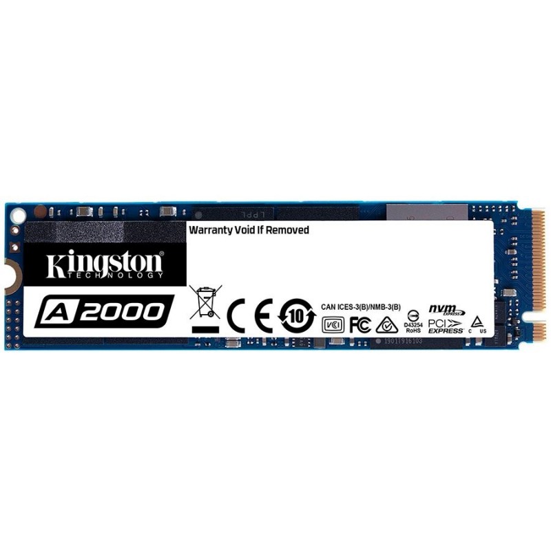KINGSTON A2000 250G SSD, M.2 2280, NVMe, Read/Write: 2000 / 1100 MB/s, Random Read/Write IOPS 150K/180K