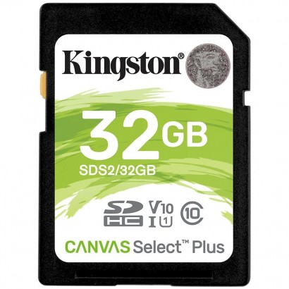 Kingston 32GB SDHC Canvas Select Plus 100R C10 UHS-I U1 V10 EAN: 740617297904