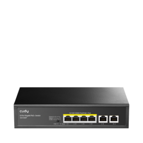 CUDY 6-Port 10/100/1000M PoE+ Switch, 4-Port 10/100/1000 BASE-T Gigabit PoE+ ports, 2-Port 10/100/1000 BASE-T Gigabit Uplink por