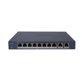 Switch PoE Hikvision DS-3E1510P-EI/M(B): 8 × Gigabit PoE port,2 × Gigabit RJ45 port, 8 porturi PoE maxim 30W, buget PoE 80W, ten