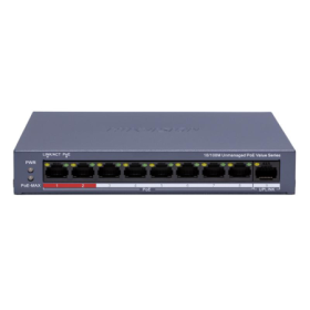 Switch POE 8 porturi Hikvision DS-3E0109P-E/M(C), fara management 8 x 10/100 Mbps PoE port,1 × 10/100 Mbps RJ45 port, IEEE 802.3
