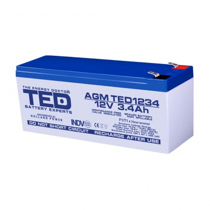 Baterii si acumulatori BATERIE AGM TED1234F1 12V 3.4Ah TED