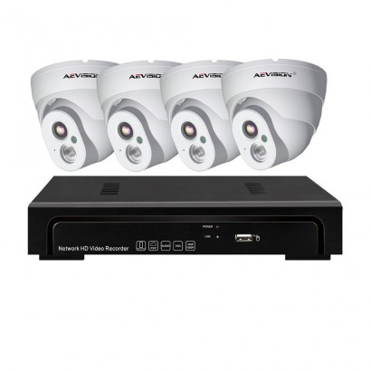 AEVISIONSistem supraveghere video IP PoE 4 camere dome 1080P Aevision