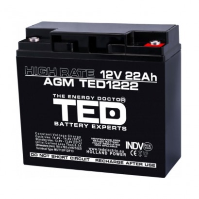 Baterii si acumulatori BATERIE AGM TED1222HRM5 12V 22AH HIGH RATE TED