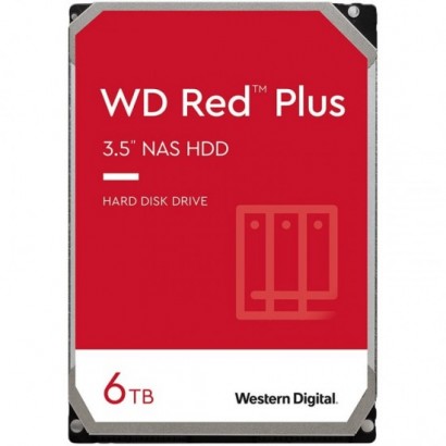 HDD NAS WD Red Plus CMR (3.5'', 6TB, 128MB, 5640 RPM, SATA 6Gbps, 180TB/year)