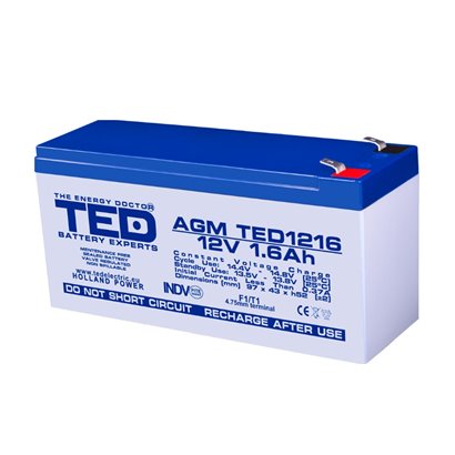 Acumulator AGM TED1216F1 12V 1.6Ah