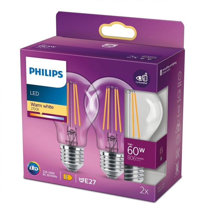 Pachet 2 becuri LED vintage Philips Clas