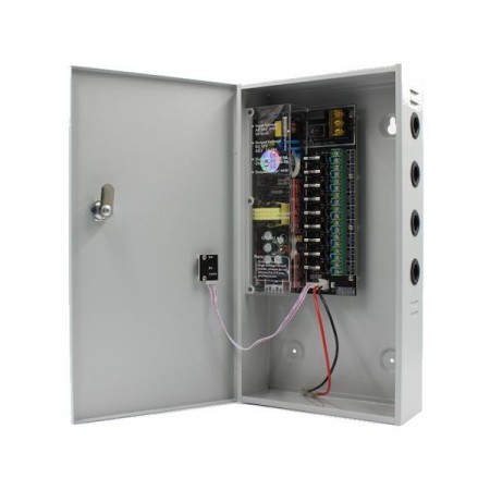 Strong Euro PowerSursa alimentare CCTV 12V 8A 9 iesiri cu backup STR1208-09CB