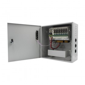 Surse alimentare 12V pentru camere Sursa de alimentare CCTV 12V 10A 8 iesiri cu back-up STR1210-08CBD Strong Euro Power