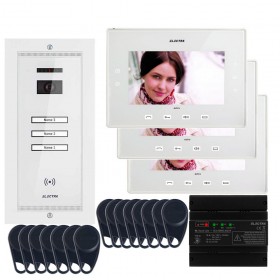 Videointerfoane Videointerfon Electra Extra 7” pentru 3 familii montaj incastrat - alb ELECTRA