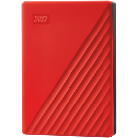 HDD Extern WD My Passport 4TB, 256-bit AES hardware encryption, Backup Software, Slim, USB 3.2 Gen 1 Type-A up to 5 Gb/s, Red