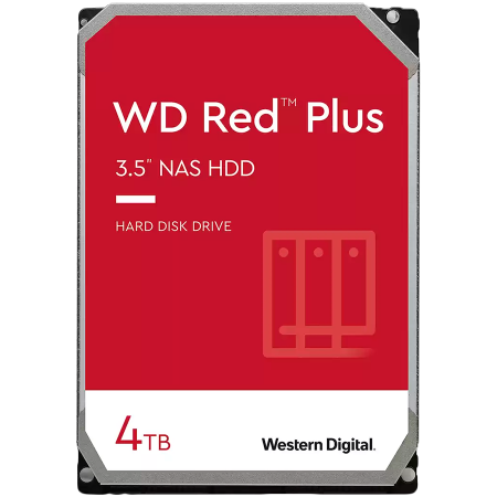 HDD NAS WD Red Plus 4TB CMR, 3.5'', 256MB, 5400 RPM, SATA 6Gbps, TBW: 180