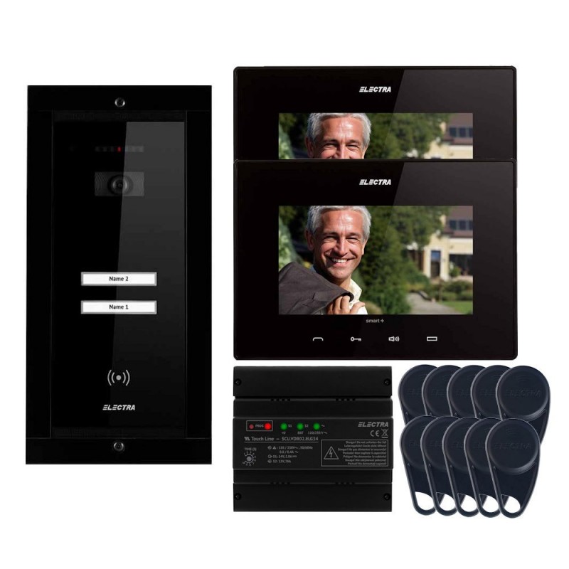 Videointerfon Electra Smart+  7” pentru 2 familii montaj incastrat - negru