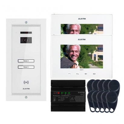 Videointerfon Electra Smart+  7” pentru 2 familii montaj incastrat - alb