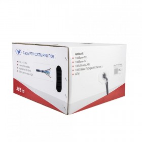 Cablu FTP CAT6 PNI F06 cu 4 perechi pentru internet 1 Gigabit si sisteme de supraveghere Rola 305m