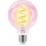 Bec LED RGB inteligent Philips Filament Globe G95, Wi-Fi, E27, 6.3W (40W), 470 lm, lumina alba si color (2200-6500K)