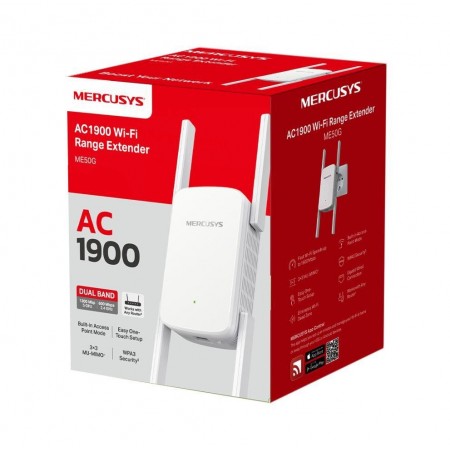 Wi-Fi Range Extender Mercusys AC1900  ME50G Dual-Band, Standarde Wireless: IEEE 802.11a/n/ac 5 GHz, IEEE 802.11b/g/n 2.4 GHz, Vi
