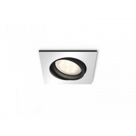 Spot LED incastrat Philips Hue Milliskin, Bluetooth, GU10, 5W (50W), 350 lm, lumina alba (2200-6500K), IP20, 9cm, Argintiu