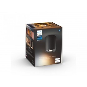 Spot LED Philips Hue Pillar, Bluetooth, GU10, 5W (50W), 350 lm, lumina alba (2200-6500K), IP20, 10.3cm, Metal, Negru