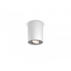 Spot LED Philips Hue Pillar, Bluetooth, GU10, 5W (50W), 350 lm, lumina alba (2200-6500K), IP20, 10.3cm, Metal, Alb, Intrerupator