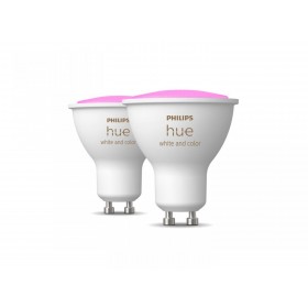 2 Becuri LED RGB inteligente Philips Hue Spot, Bluetooth, GU10, 4.3W (35W), 350 lm, lumina alba si color (2000-6500K)