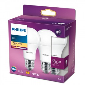 2 Becuri LED Philips A60, EyeComfort, E27, 13W (100W), 1521 lm, lumina calda (2700K), mat