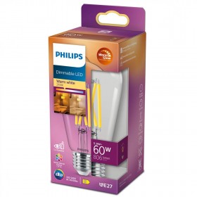 Bec LED Philips Classic ST64, EyeComfort, E27, 5.9W(60W), 806 lm, lumina calda (2200-2700K), dimabil, cu filament