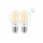 2 Becuri LED inteligente vintage (decorative) WiZ Connected FilamentClear A60, Wi-Fi, E27, 7W (60W), 806 lm, lumina alba (2700-6