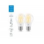 2 Becuri LED inteligente vintage (decorative) WiZ Connected FilamentClear A60, Wi-Fi, E27, 7W (60W), 806 lm, lumina alba (2700-6