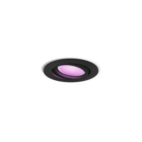 Spot LED RGB incastrat Philips Hue Centura, Bluetooth, GU10, 5.7W, 350 lm, lumina alba si color (2000-6500K), IP20, 9cm, Negru