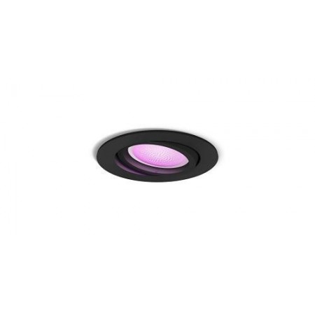 Spot LED RGB incastrat Philips Hue Centura, Bluetooth, GU10, 5.7W, 350 lm, lumina alba si color (2000-6500K), IP20, 9cm, Negru