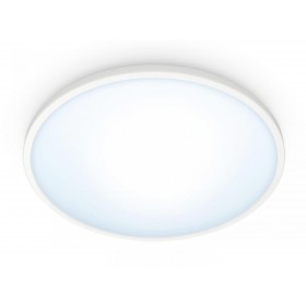 Plafoniera LED WiZ SuperSlim, Wi-Fi, Bluetooth, 14W, 1300 lm, lumina alba (2700-6500K), IP20, 24.2cm, Metal/Plastic, Alb