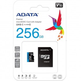 Card de Memorie MicroSDXC Adata Premier, 256GB, Adaptor SD, Class 10