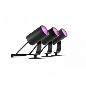 3 Spoturi LED RGB pentru exterior cu spike Philips Hue Lily, 3x8W (3x49W), 3x600 lm, lumina alba si color (2000-6500K), IP65, 70